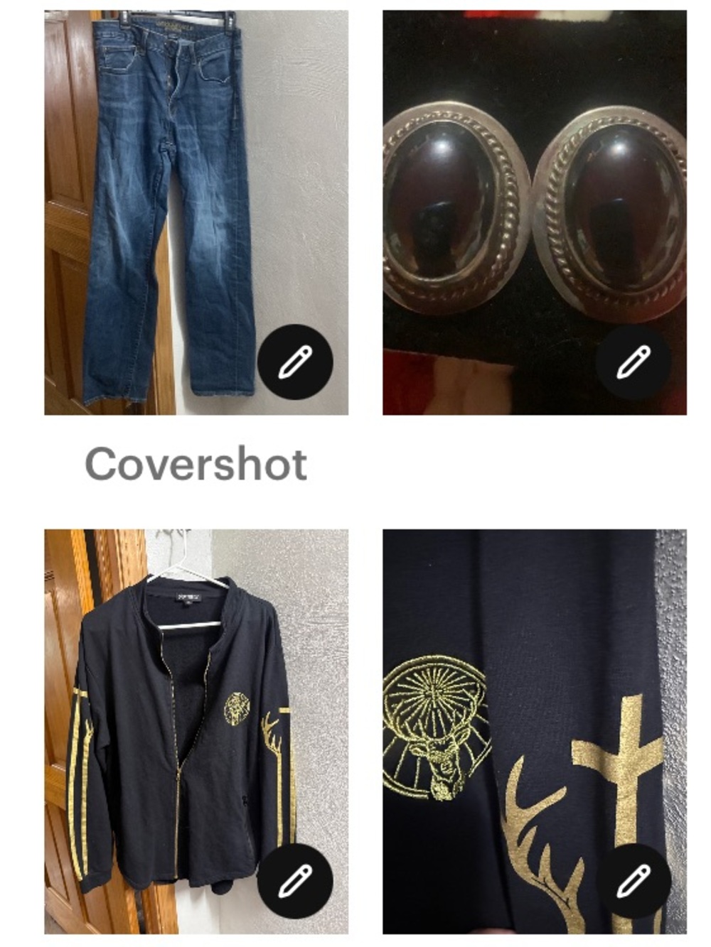 AE👖34 FLEX+Large 925 Sterling Hematite Earrings 1”+Jäegermeister jacket XL